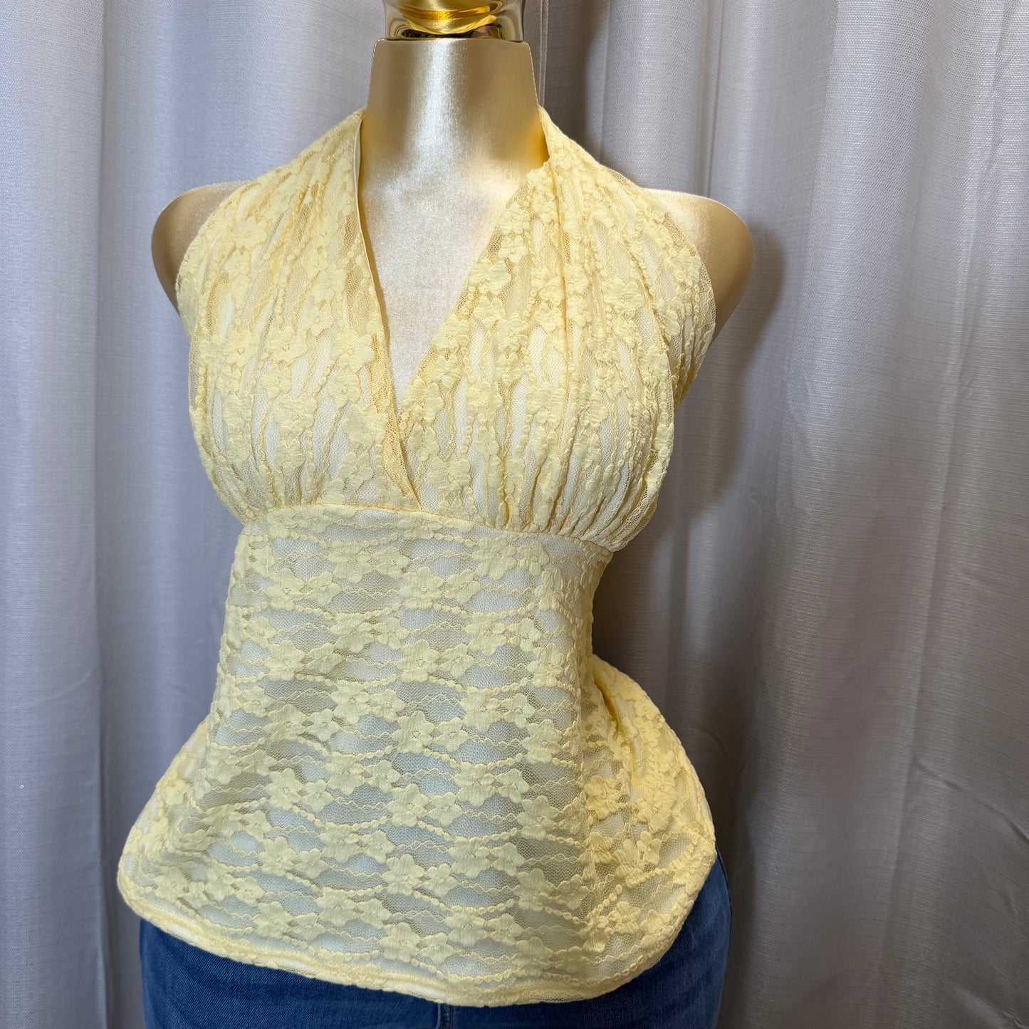 PL-Halter print Top-Yellow