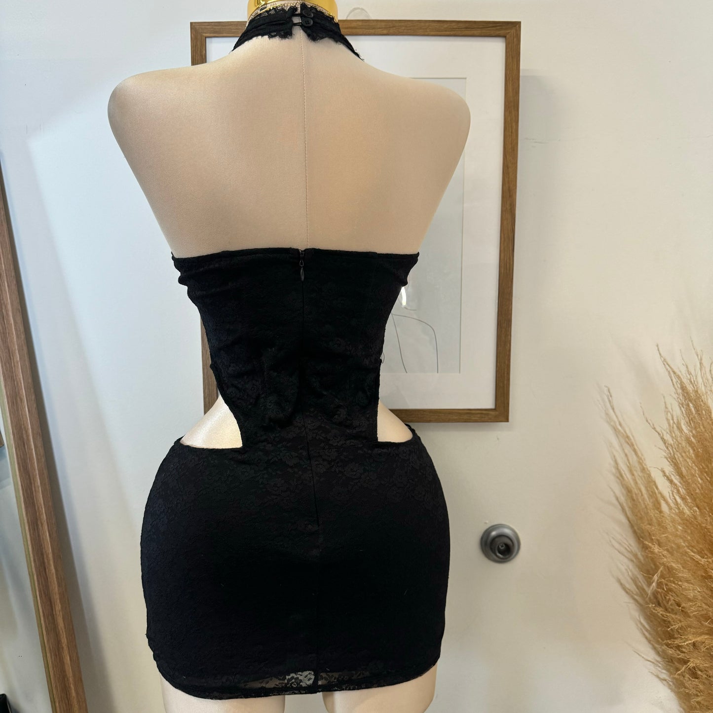 Luna Lace Corset Mini Dress-Black