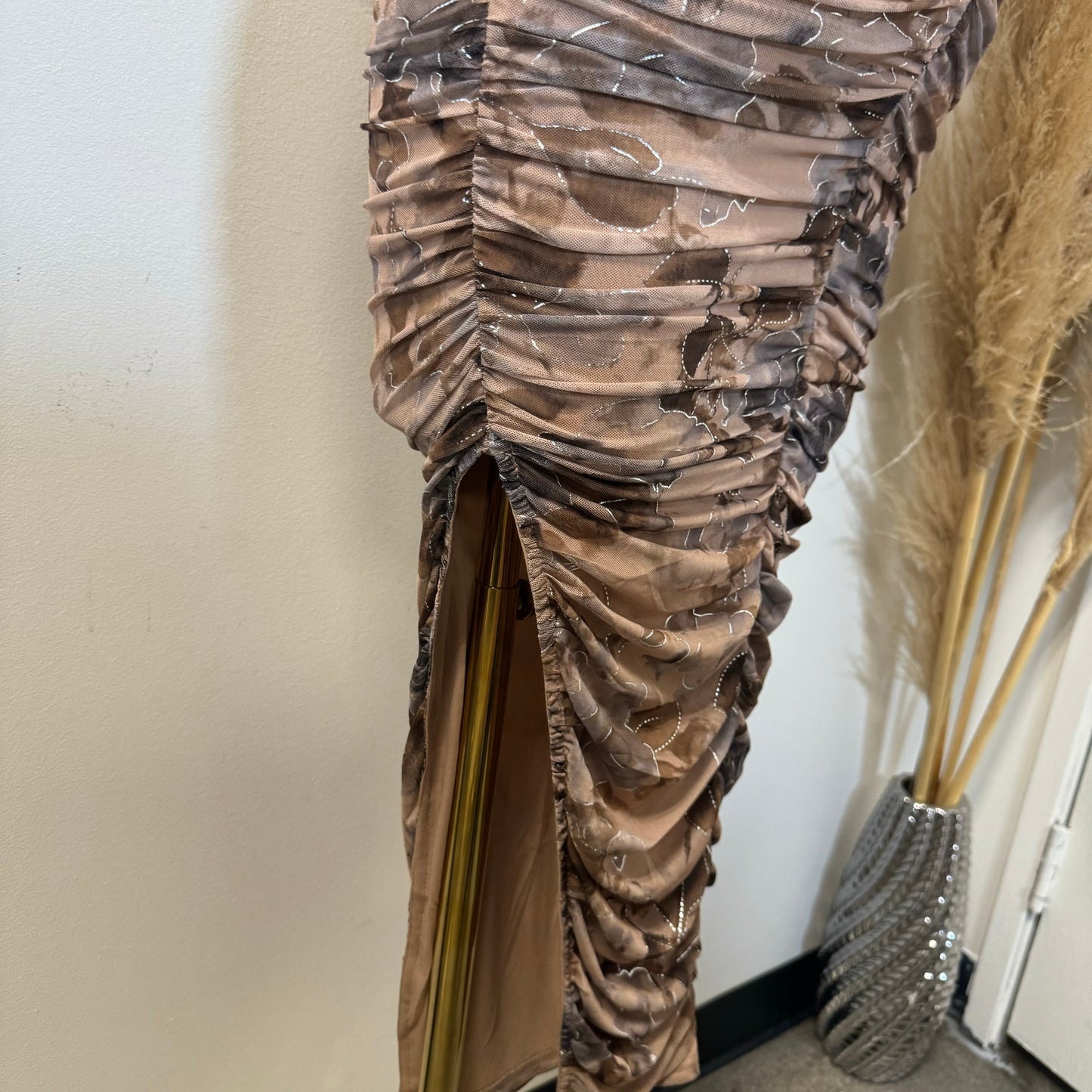 Audrina Midi Dress-Brown