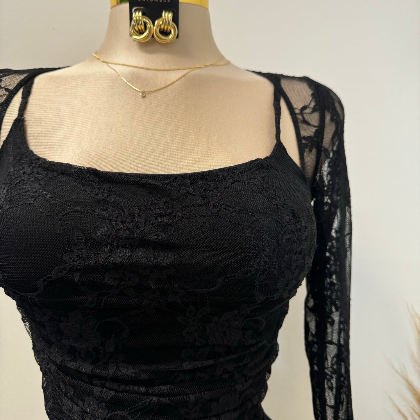 Aimara Lace Long Sleeve  Dress-black