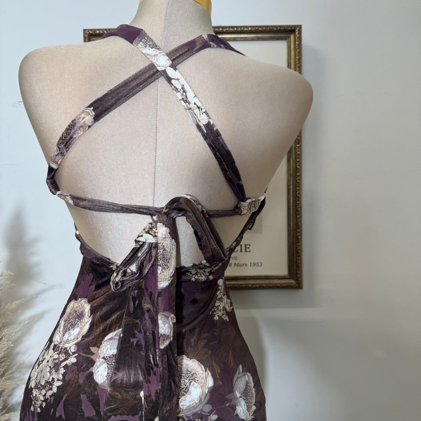 Lace Up back Midi Dress-Chocolate