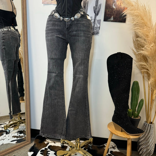 Flare High waisted Jeans -Grey