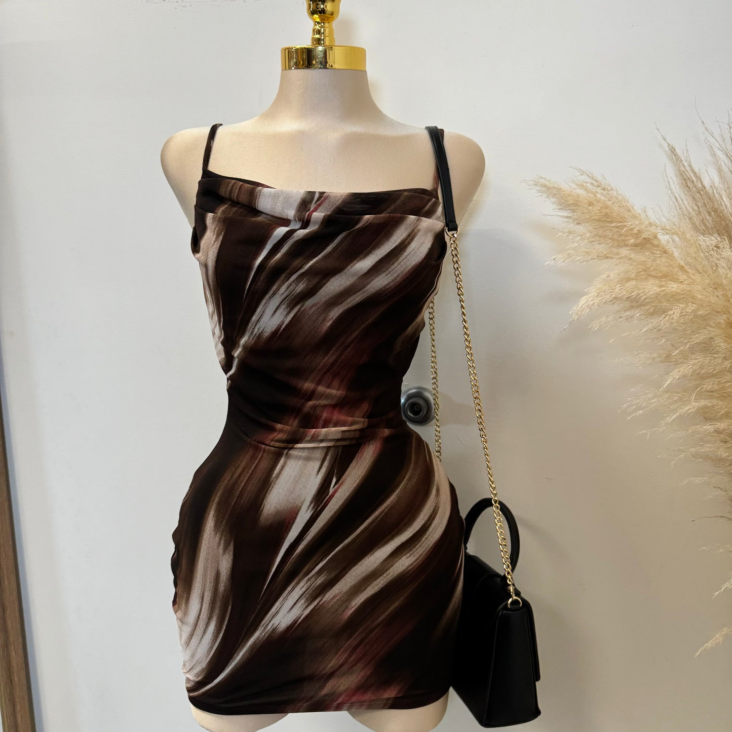 Mocha Dress-Brown/Black