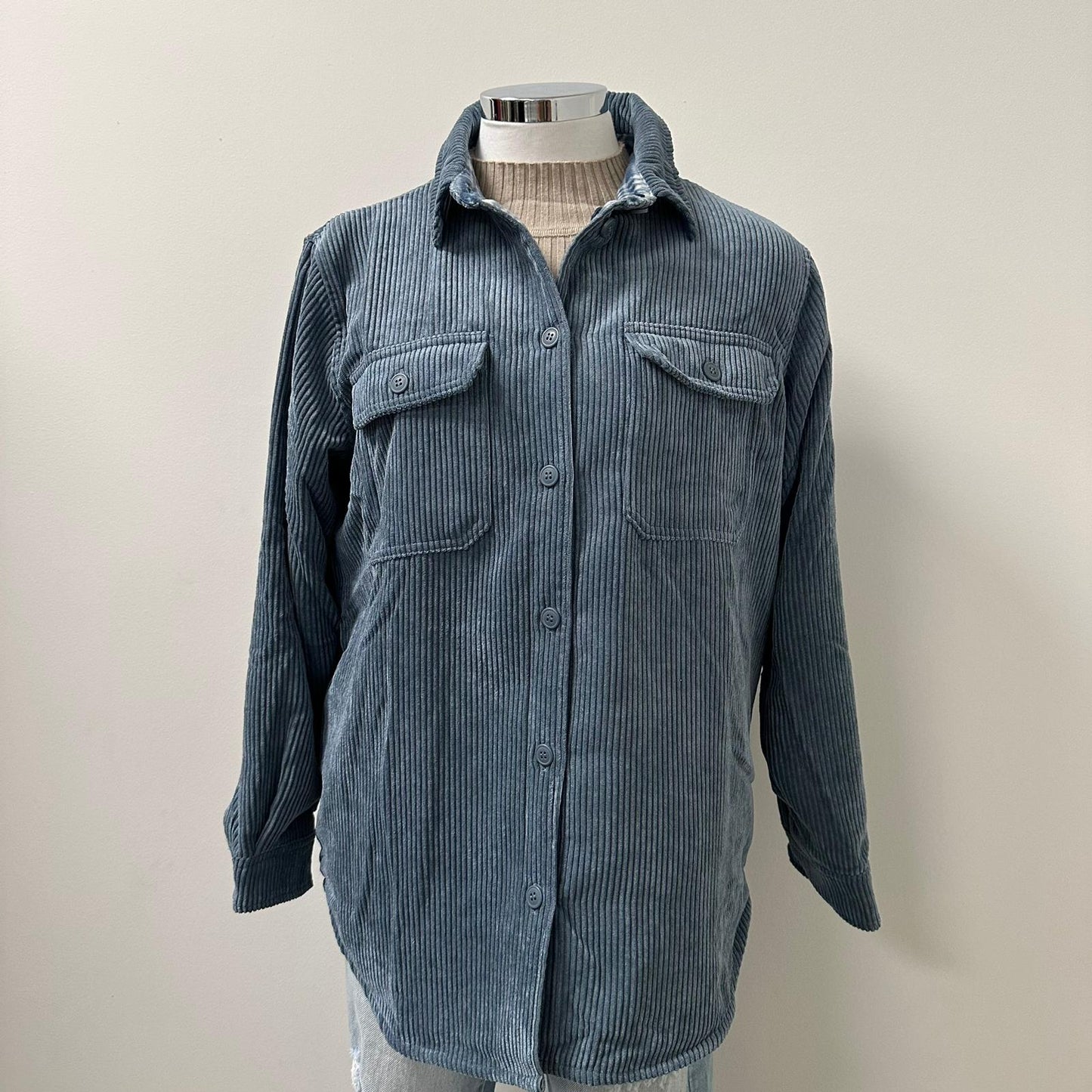 Gigi Reversible Corduroy Jacket-Blue Stone