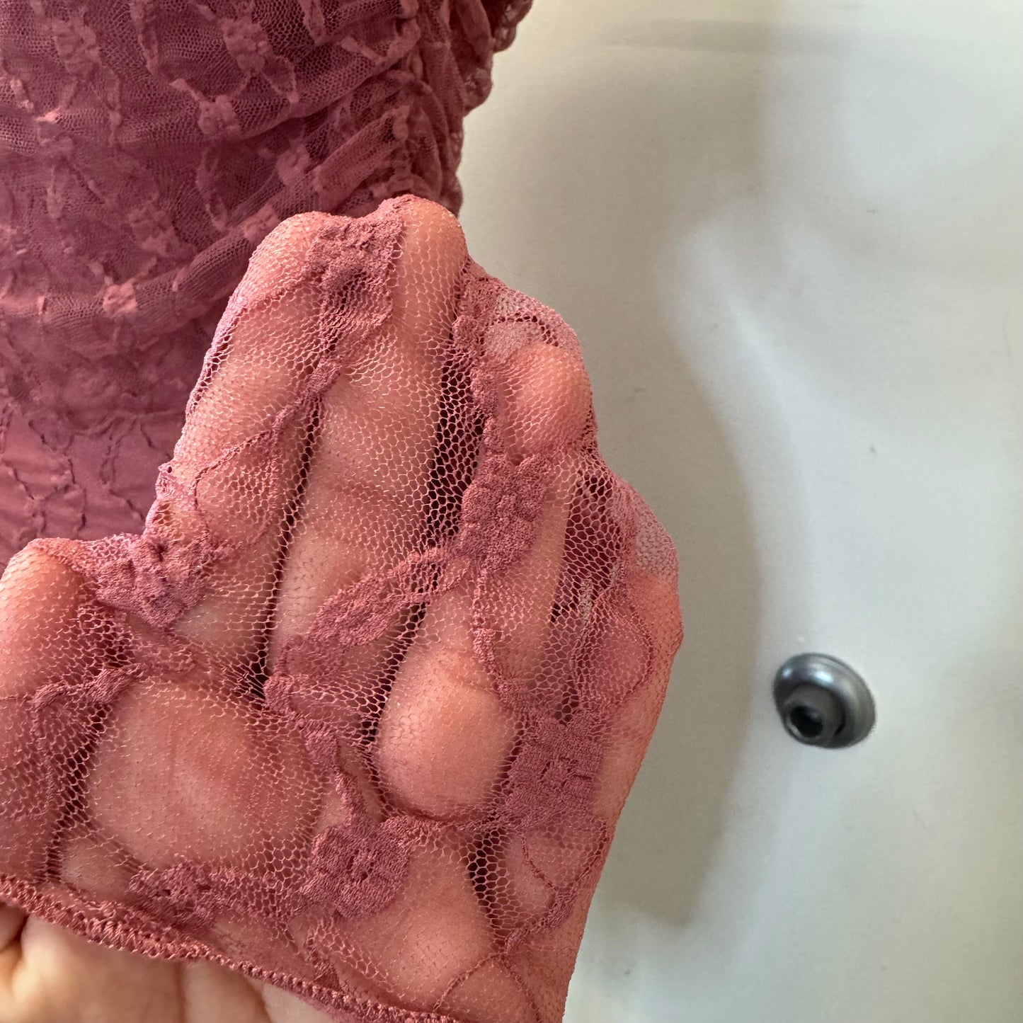 Lace Off shoulder Dress-Pink