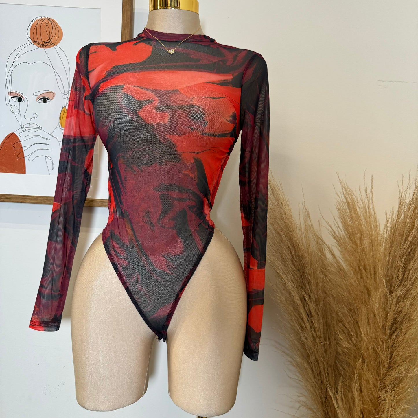 Open Back Bodysuit-Burgundy