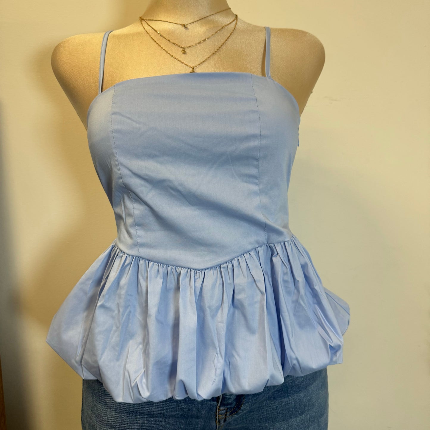 Bubble Hem Cam Top-Blue