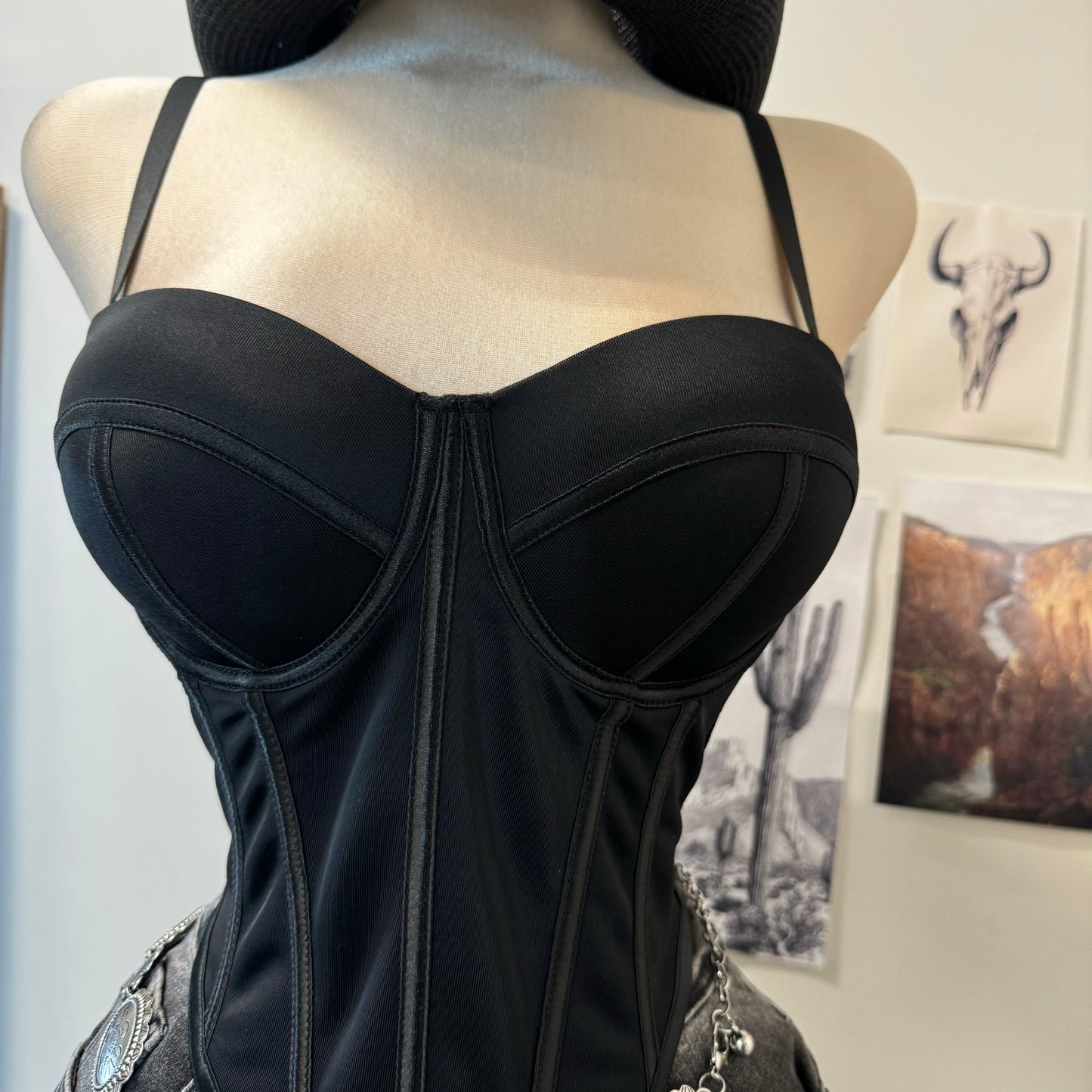 Satin SweetHeart Corset Top-Black