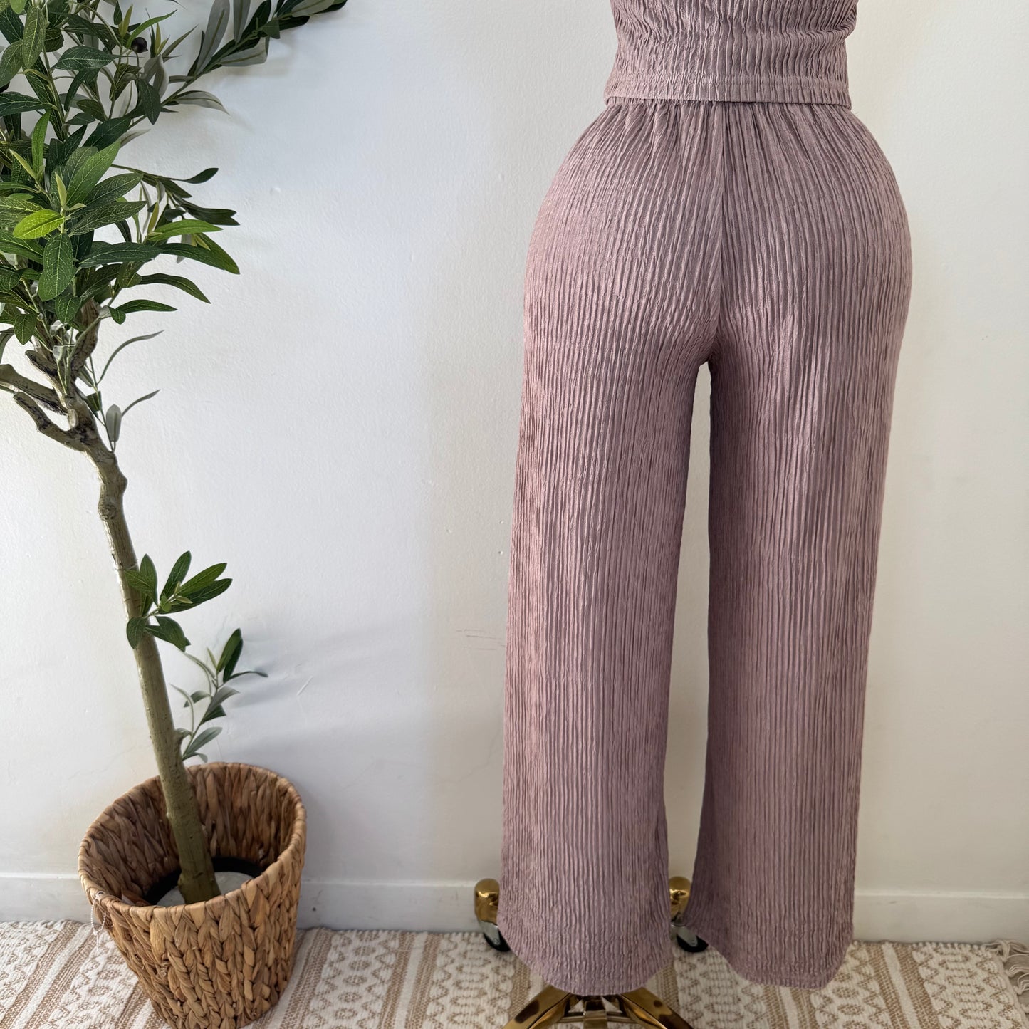 Tamara Short Sleeve Piece Set-Mocha