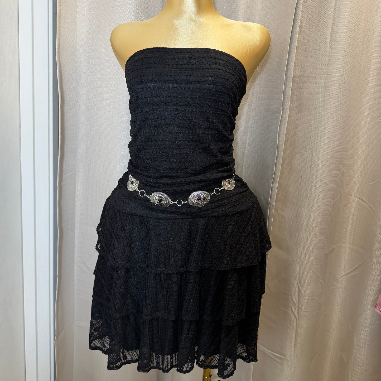 PL-Ruffle Tube Dress-Black