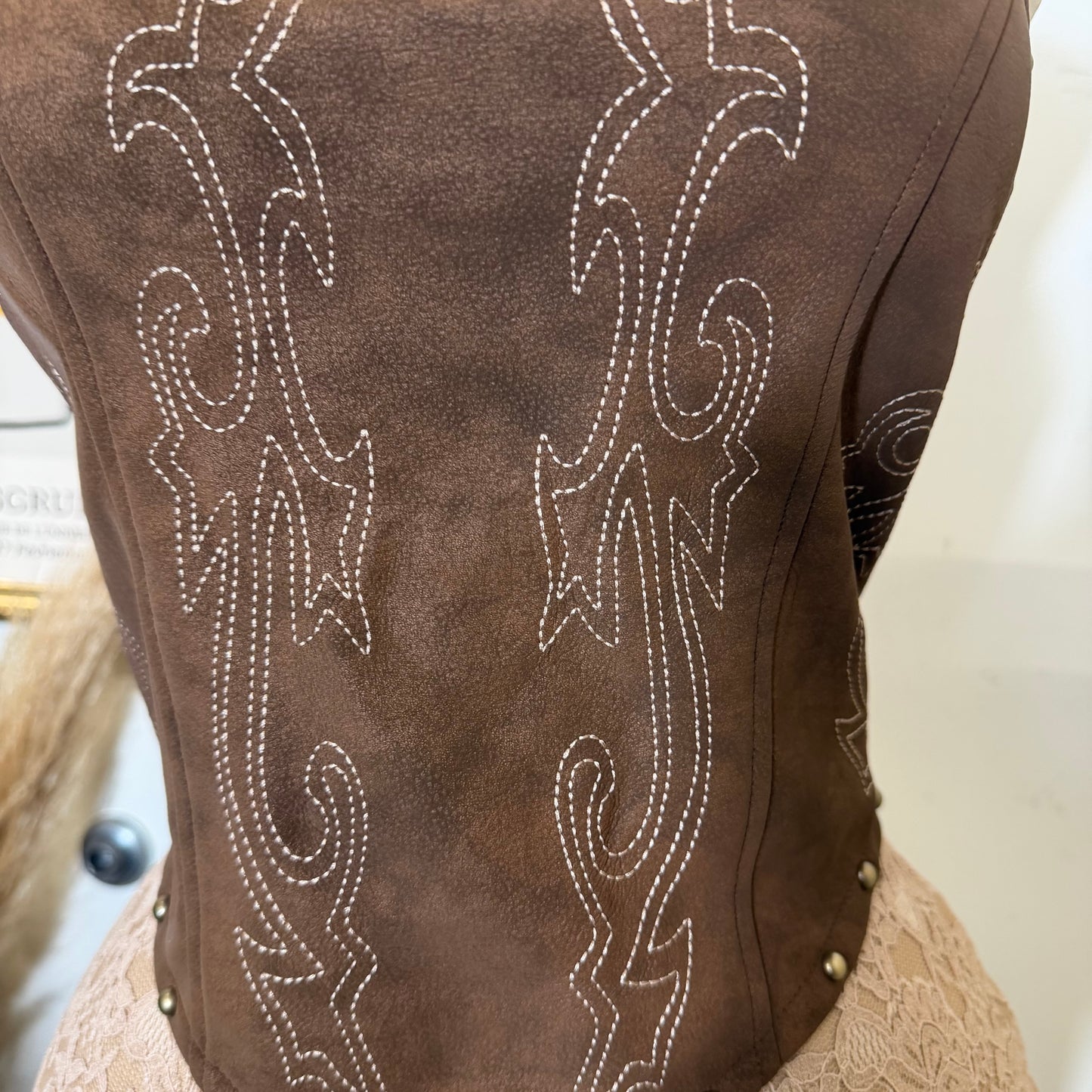 Western Lace Corset Top -Caramel