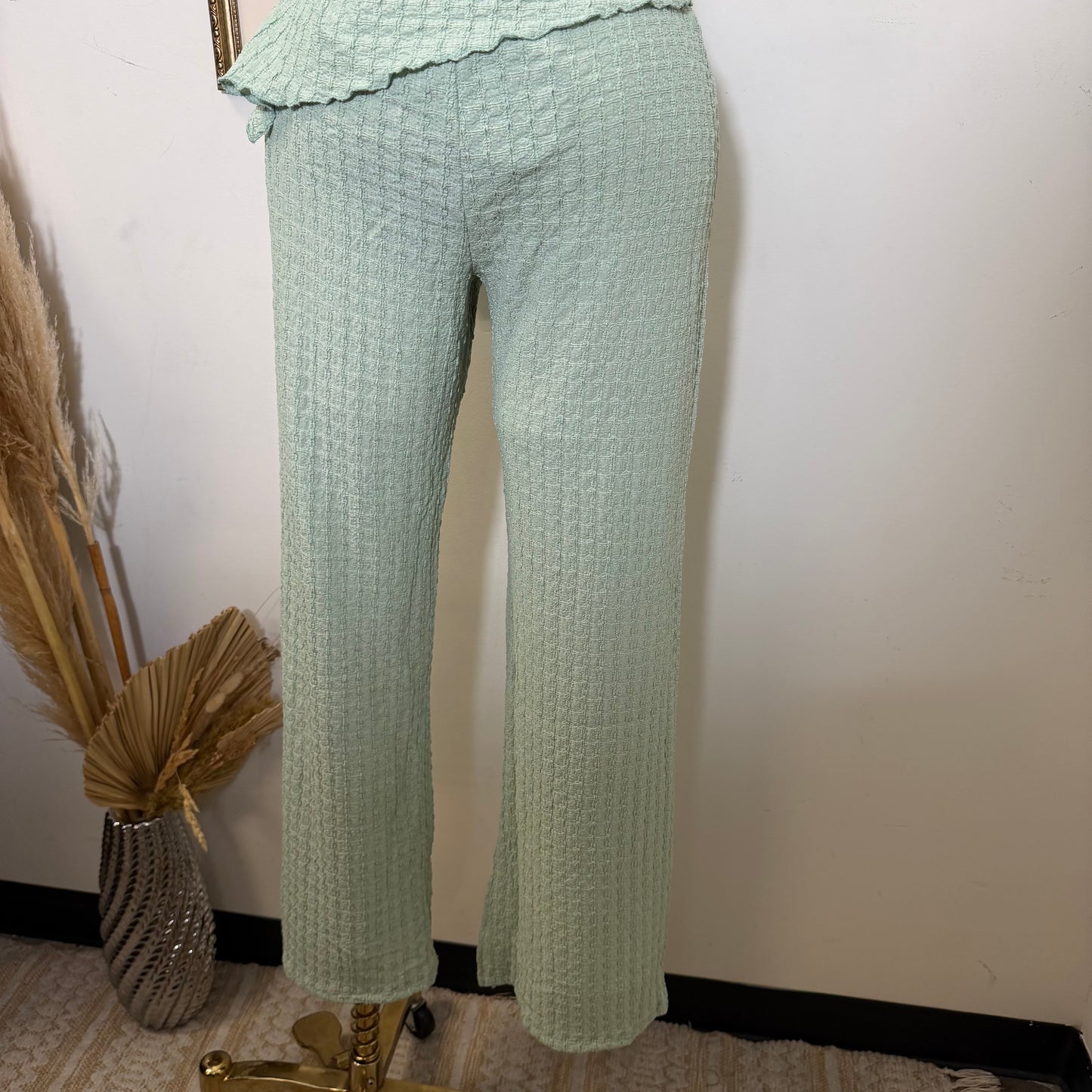 Merrow Asymmetric Hem Top and Pant Set-Sage