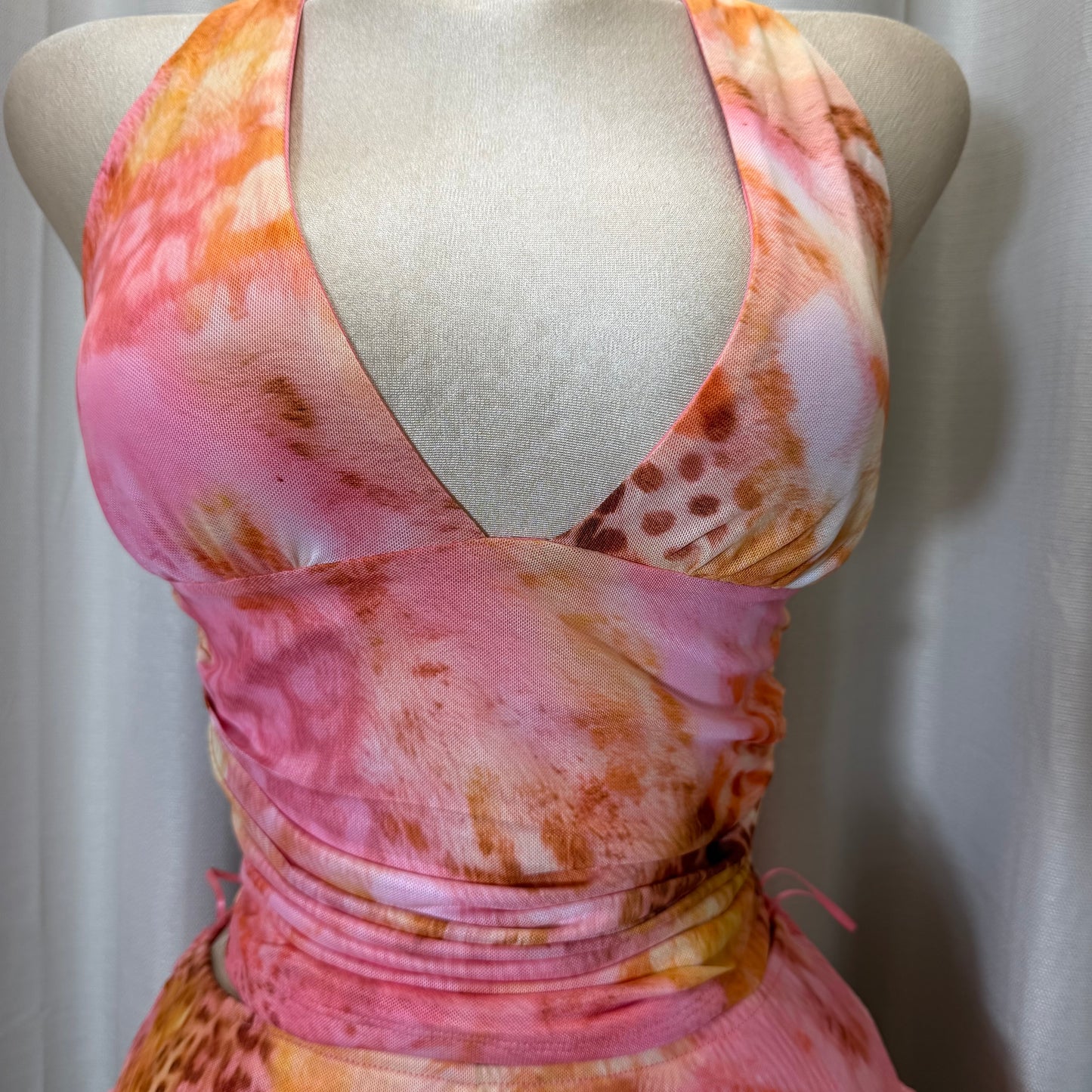 Halter Skirt Flare Set-Pink