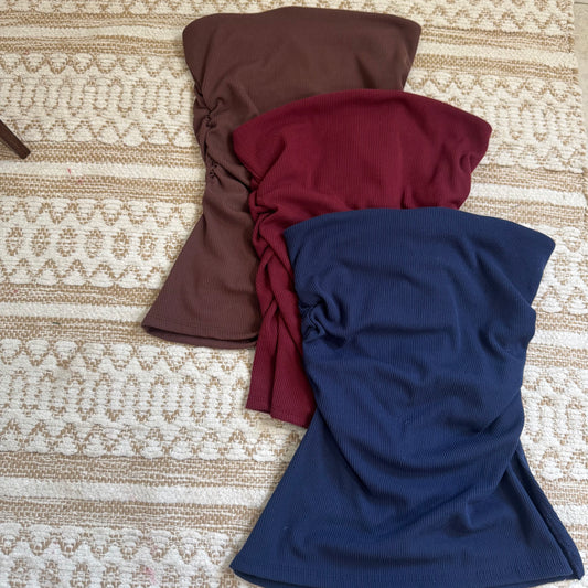 Strapless Ribbed Material Tube Top
