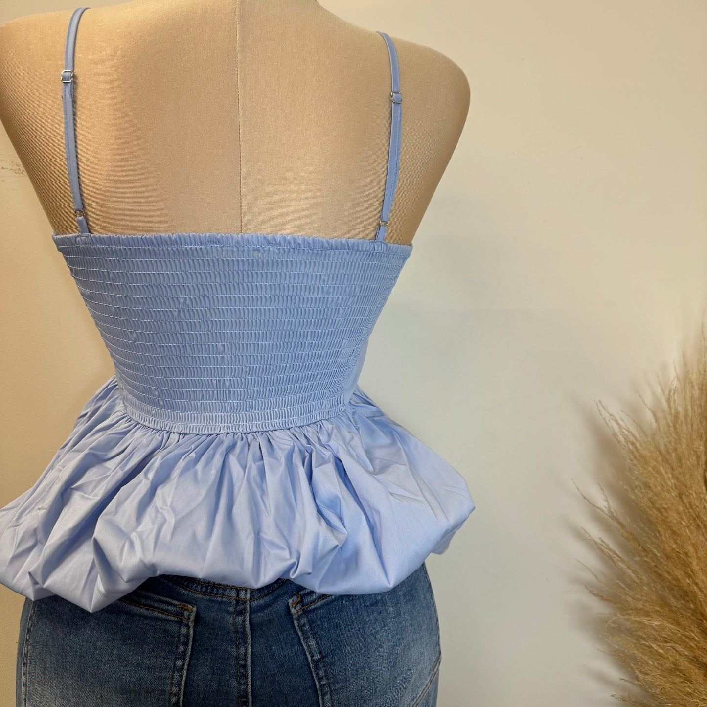 Bubble Hem Cam Top-Blue
