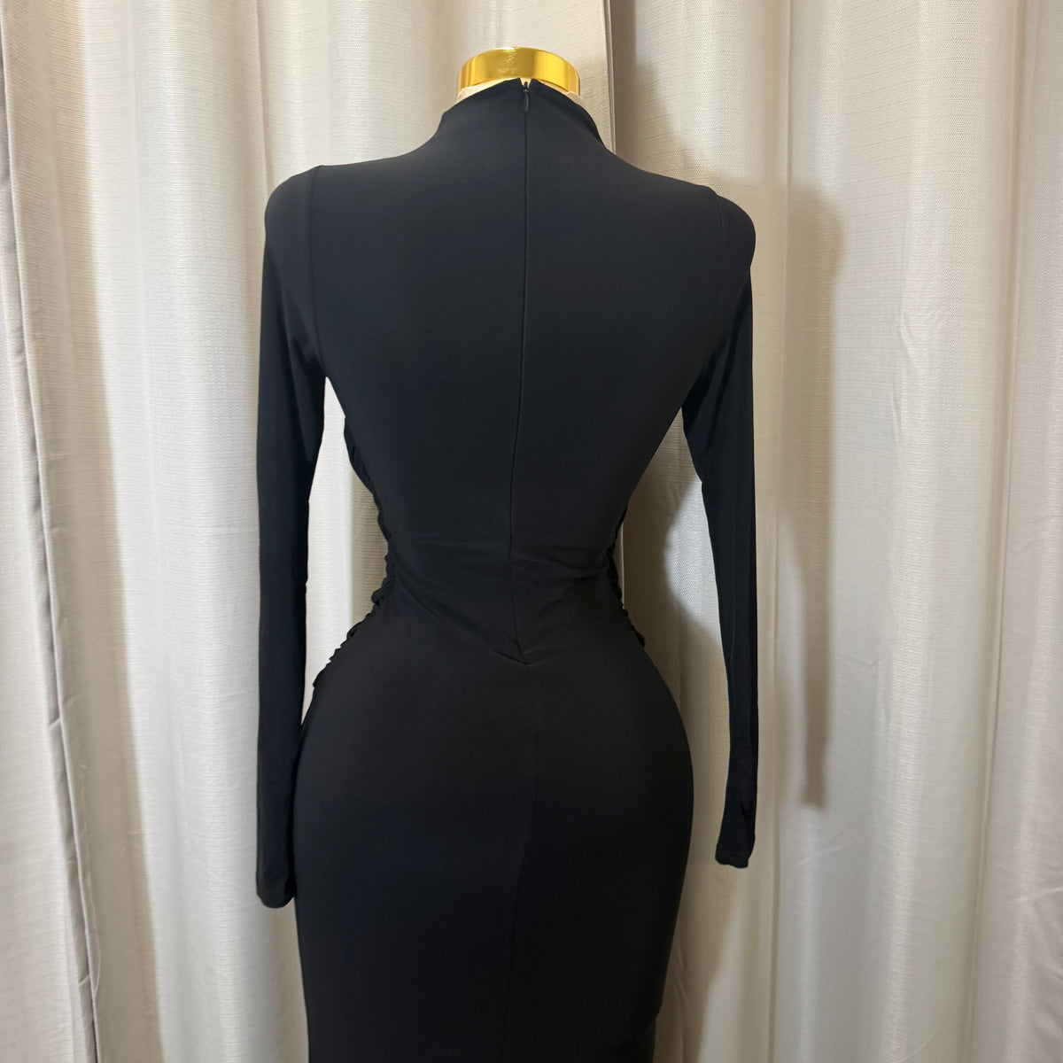 Front Trim Wrap Maxi Dress-Black