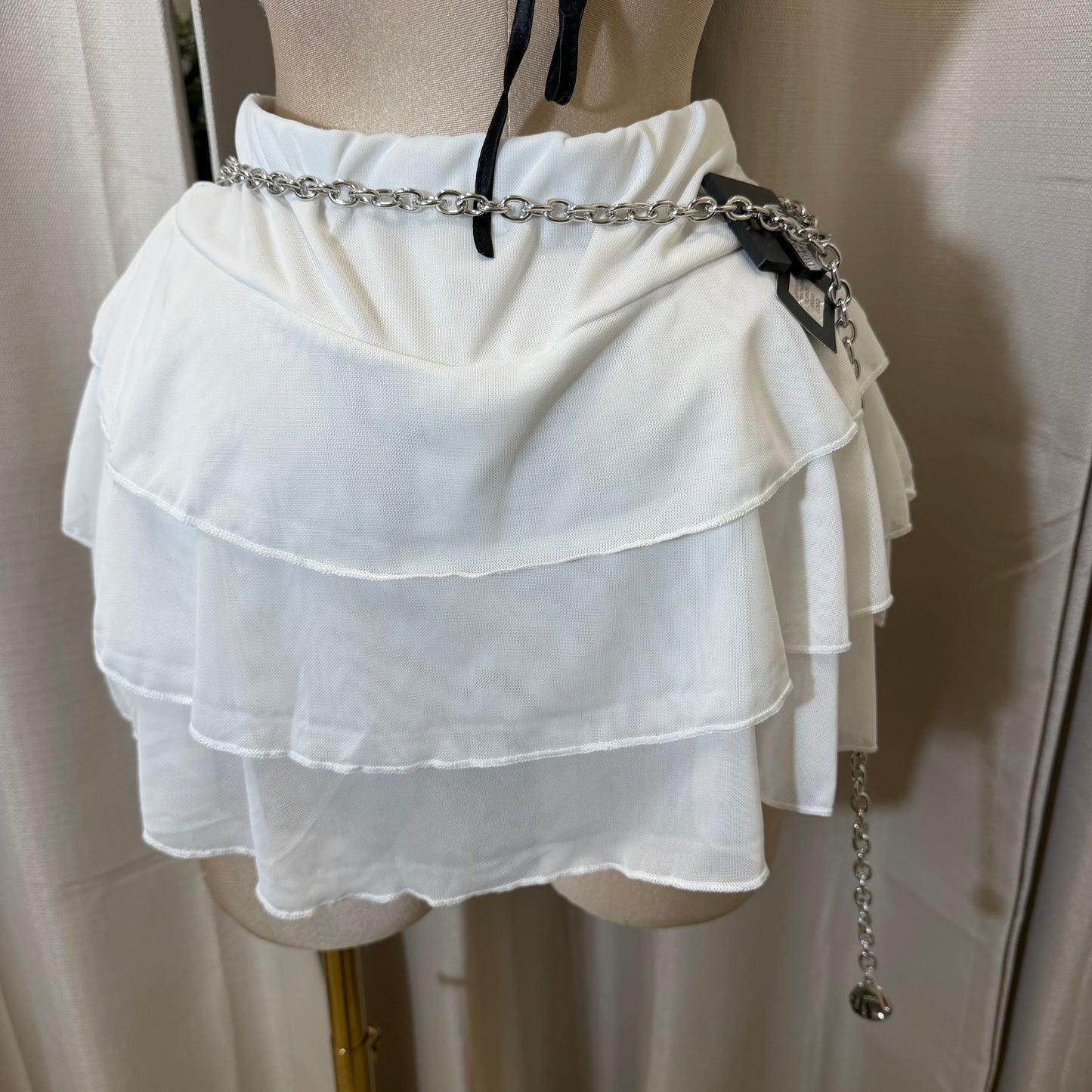 Flare skirt with short underneath-White