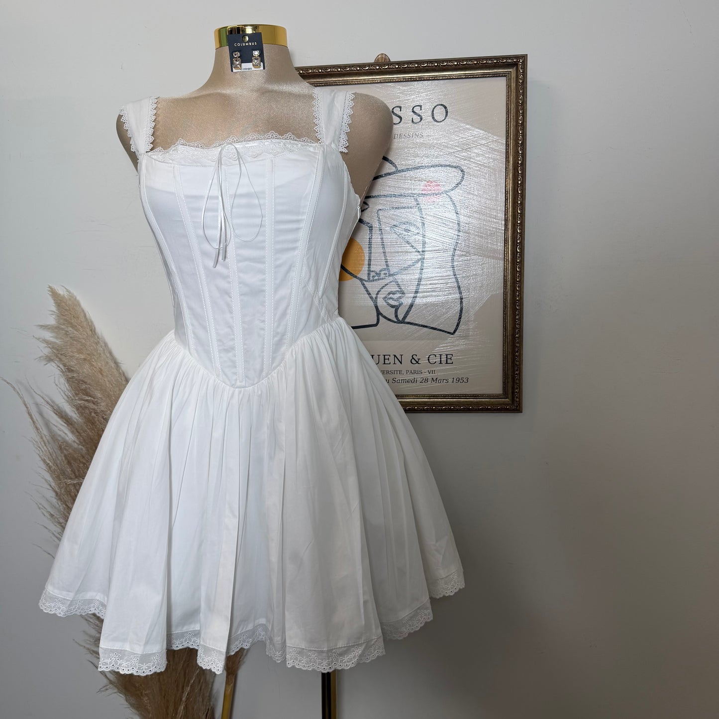 Poplin Strap Mini Dress-Off White