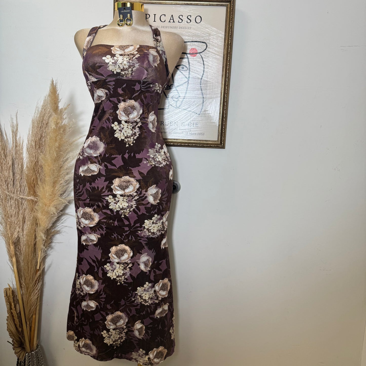 Lace Up back Midi Dress-Chocolate