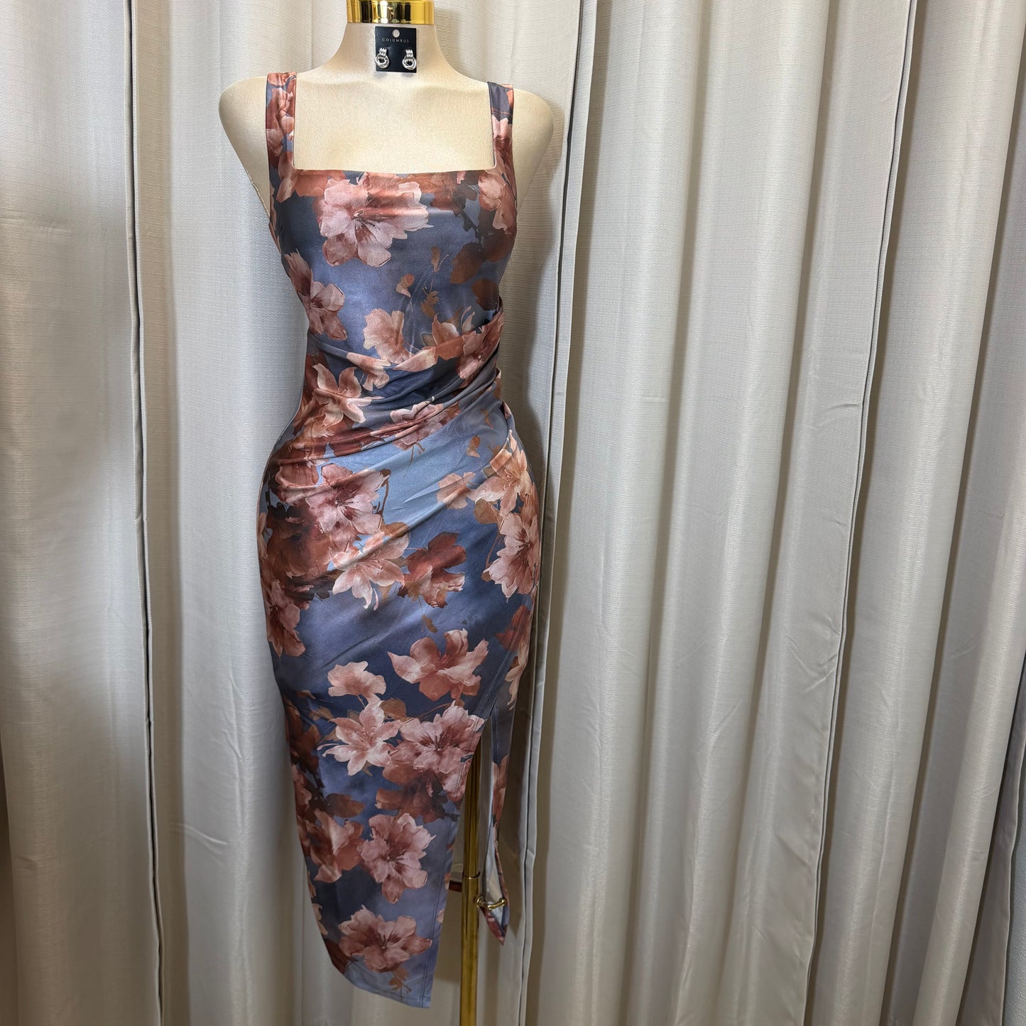 Isabella Midi Dress-Grey