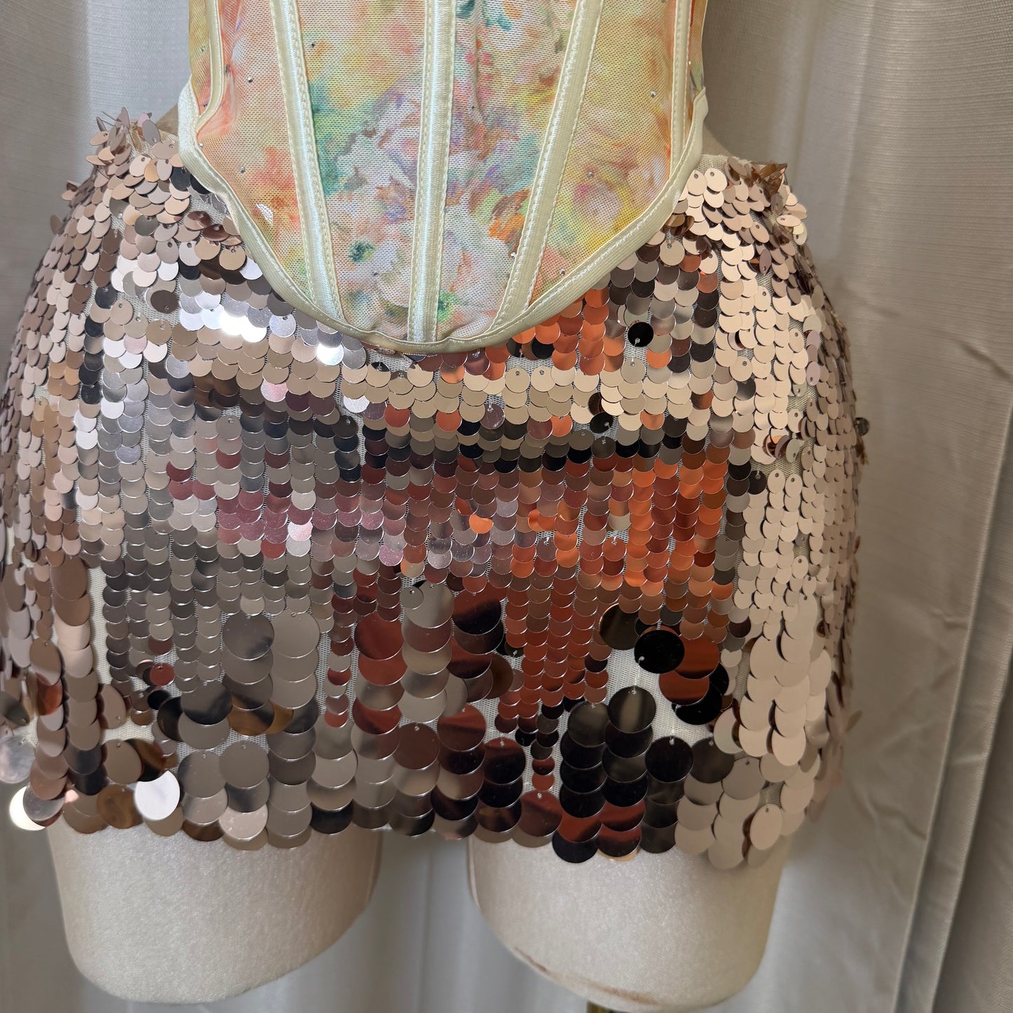 Sequin Skirt with short-Gold