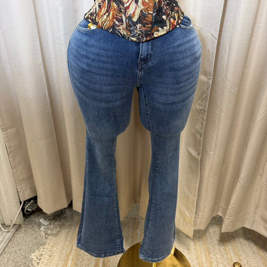 Flare Denim Black Pants-LT Blue