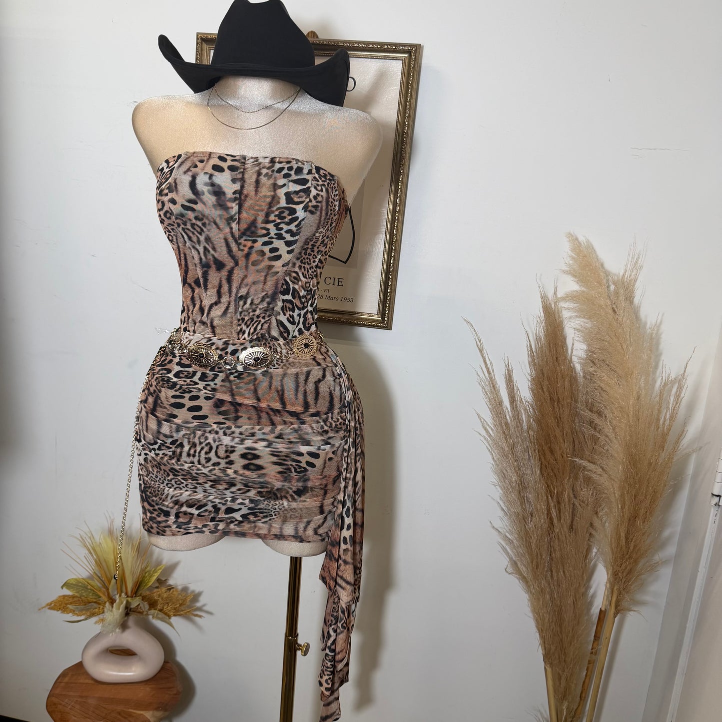 Animal Print Mini Dress-Leopard