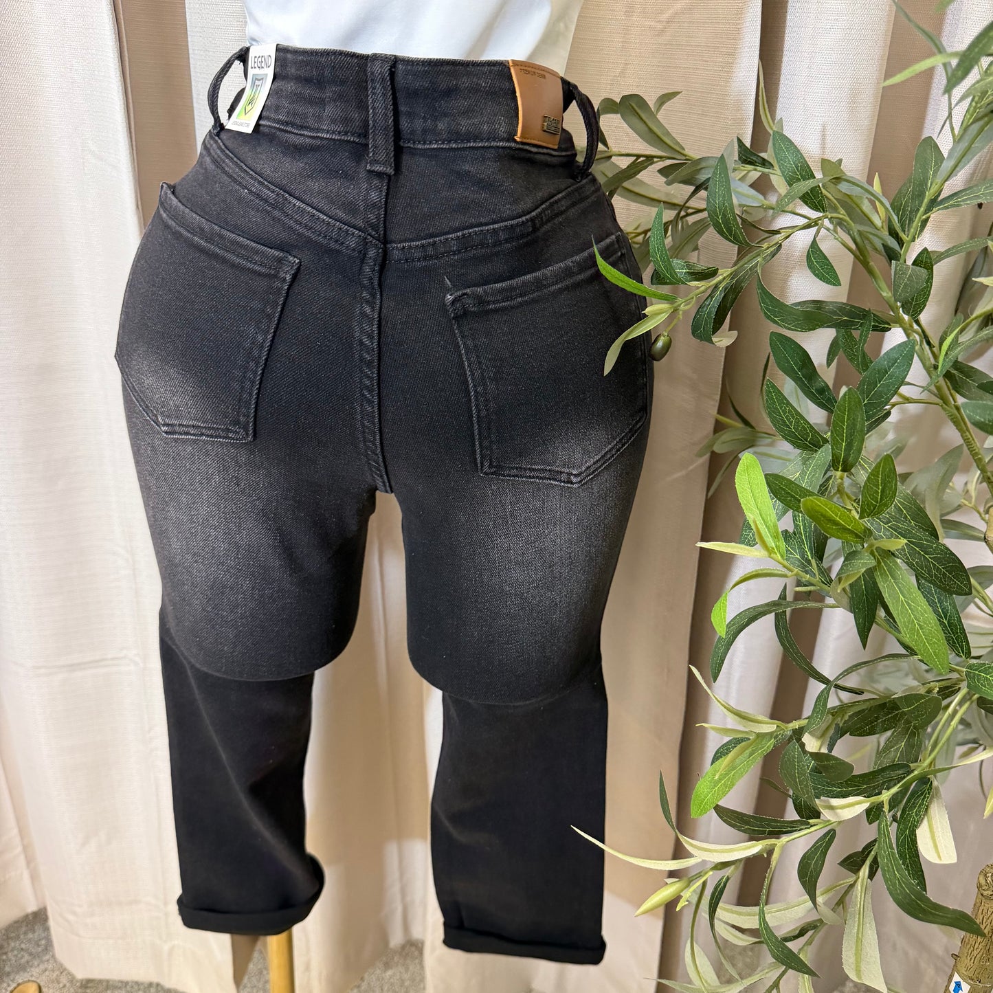 Denim High waisted Capri-Black