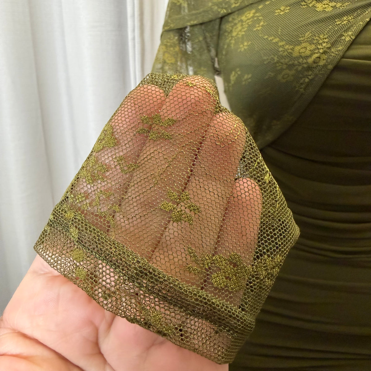 Off Shoulder Midi Dress-Olive