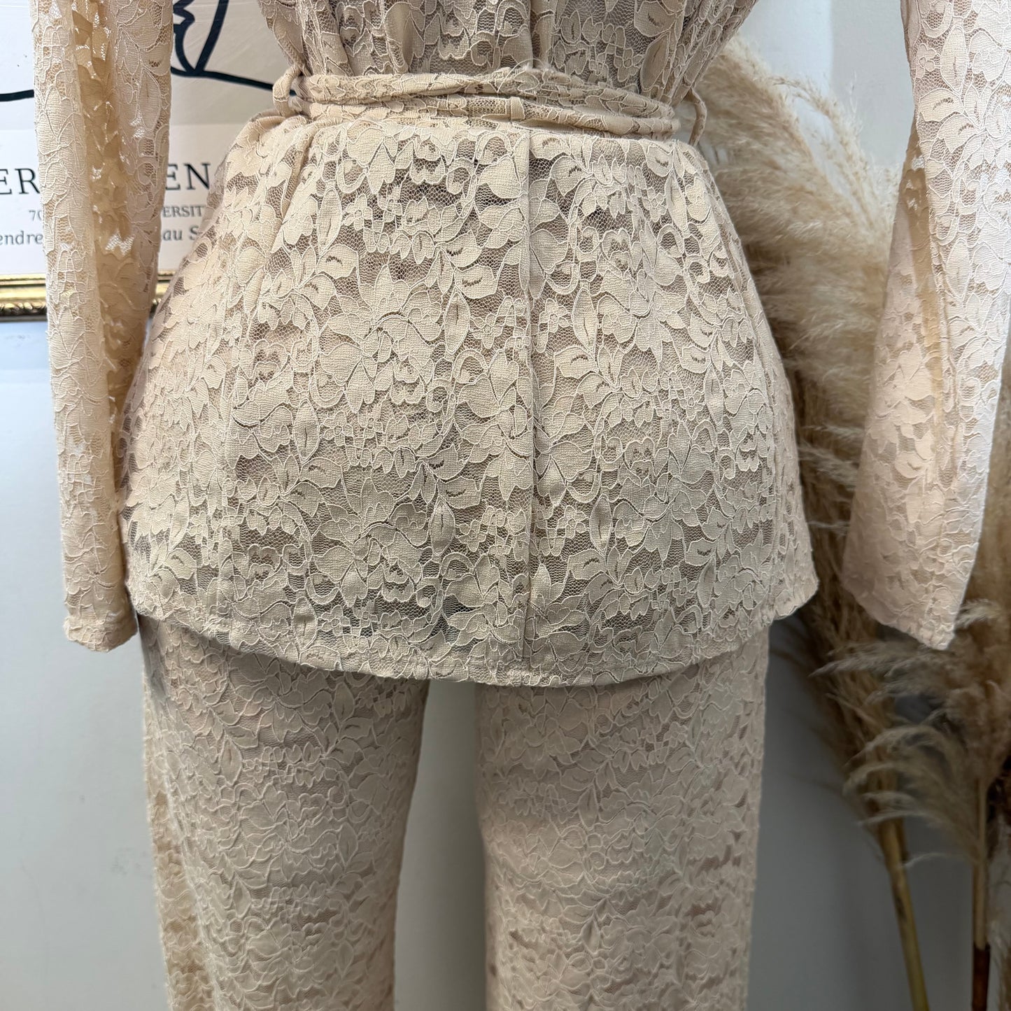 Lace blazer Pant Set -Beige