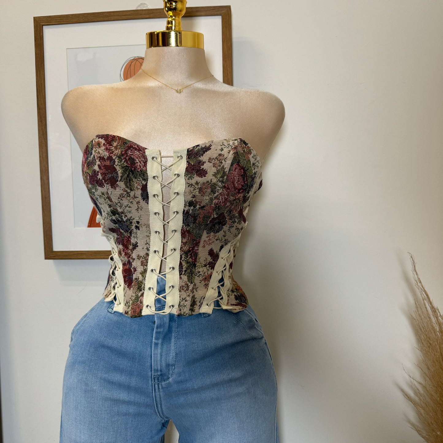 Rose Tie Side Bustier Corset-Multi