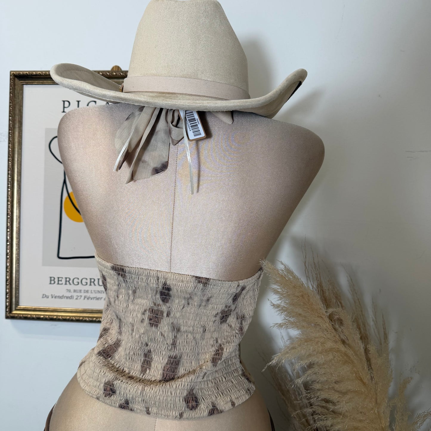 Halter Lace Up Corset Top-Taupe