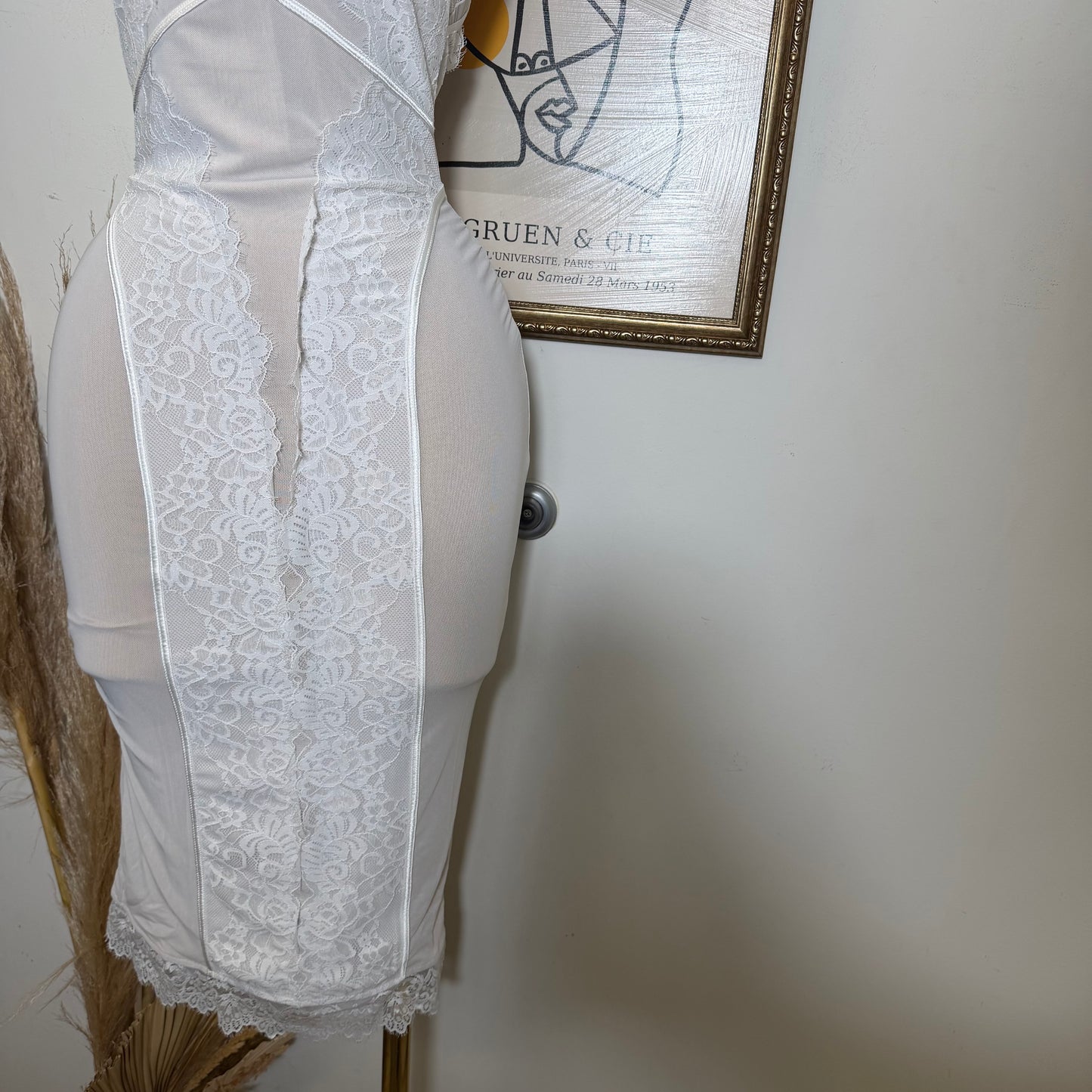 Lace Midi Dress-White