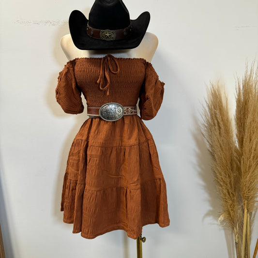 Vaquerita Dress-Rust