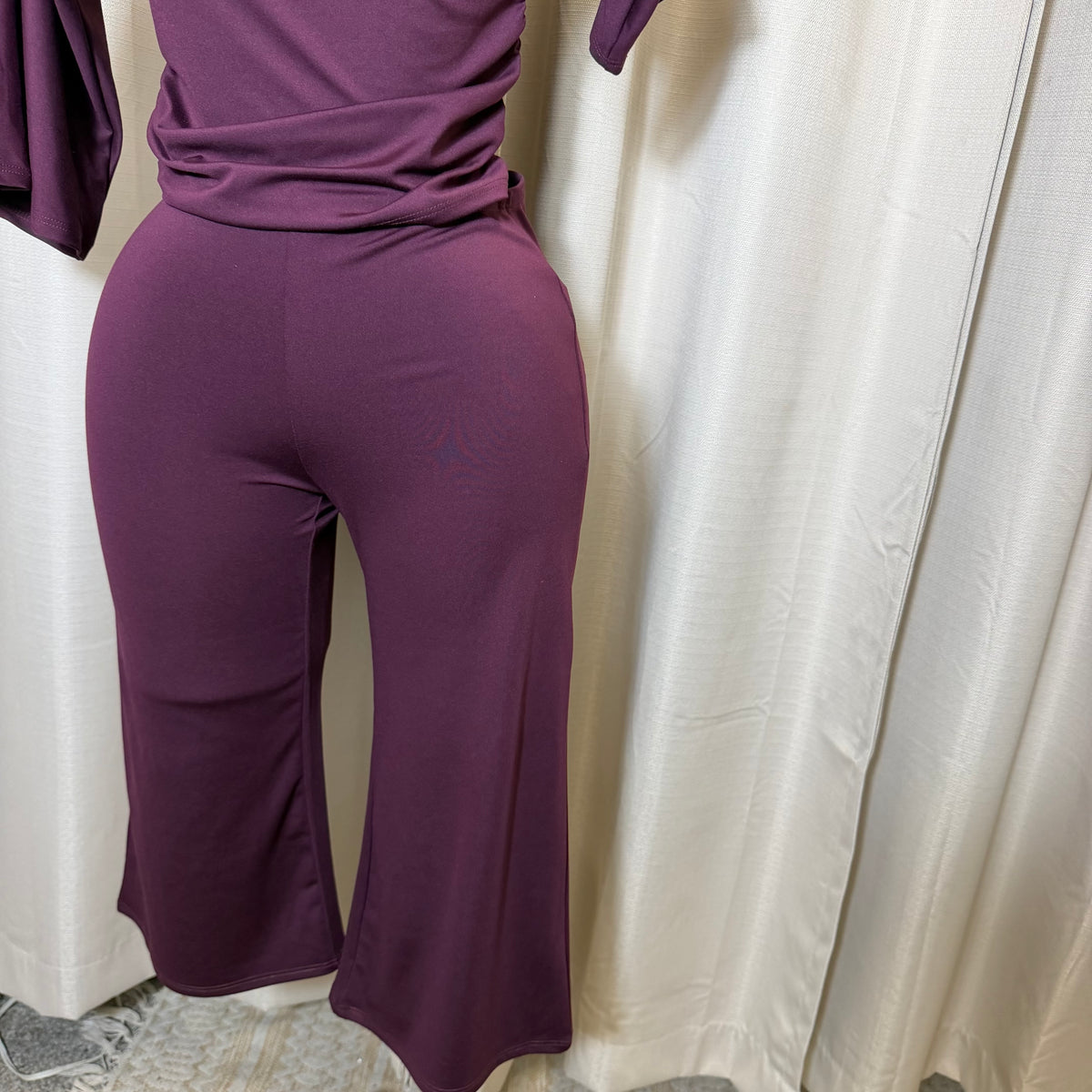 Crop Top Capri set- Plum