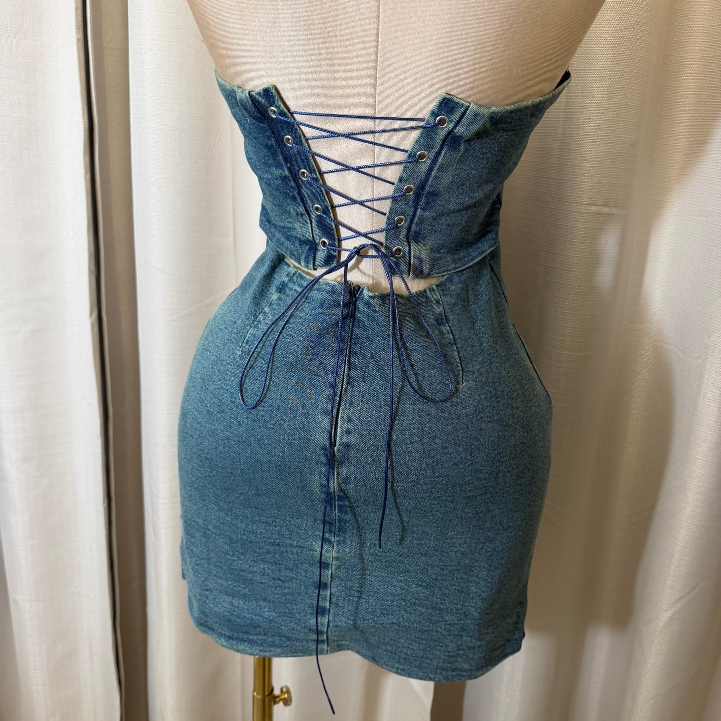 Taymara Corset Dress-Denim