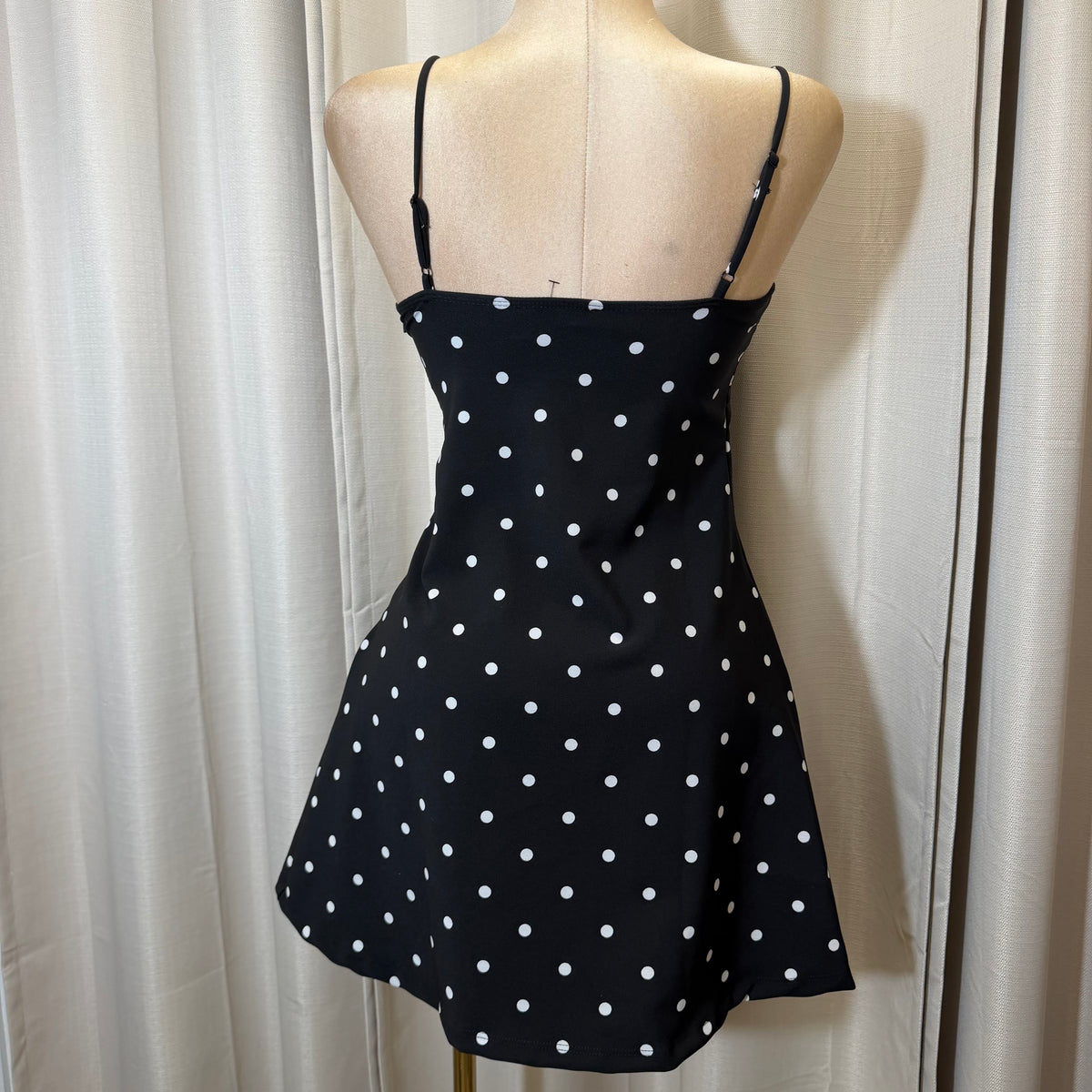 Polka Dot Mini Dress-Black/White