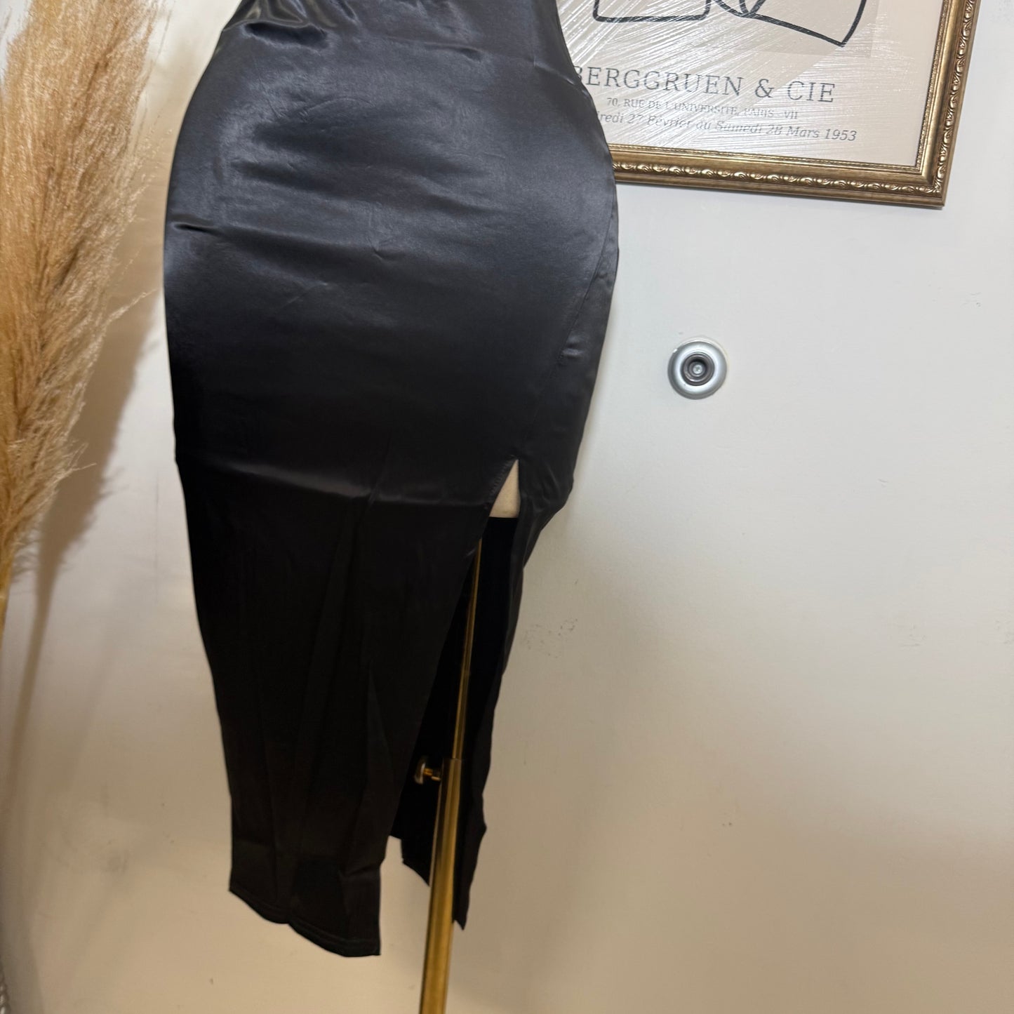 Corset Halter Satin Dress-Black
