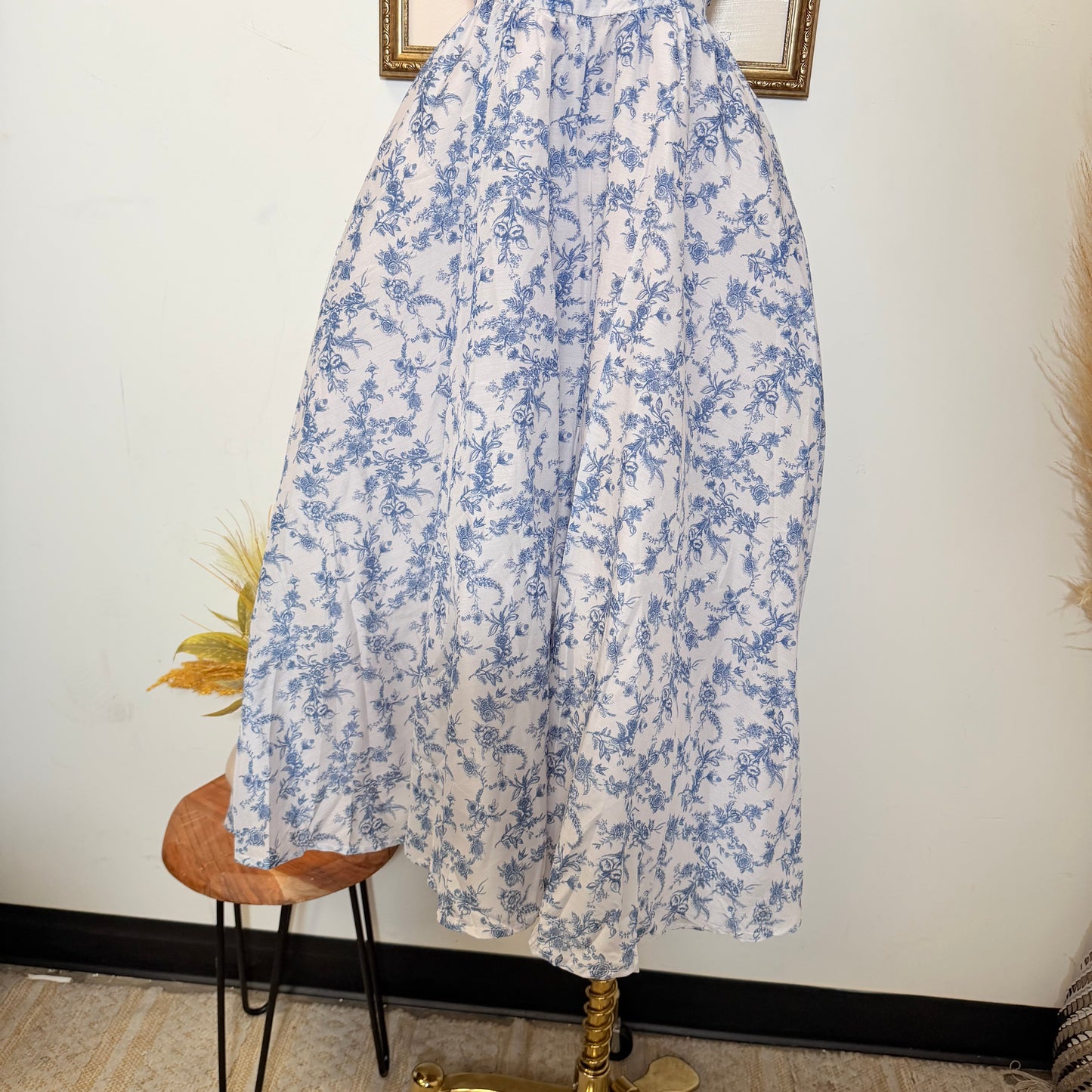 Blue Willow Halter Midi Dress-Navy