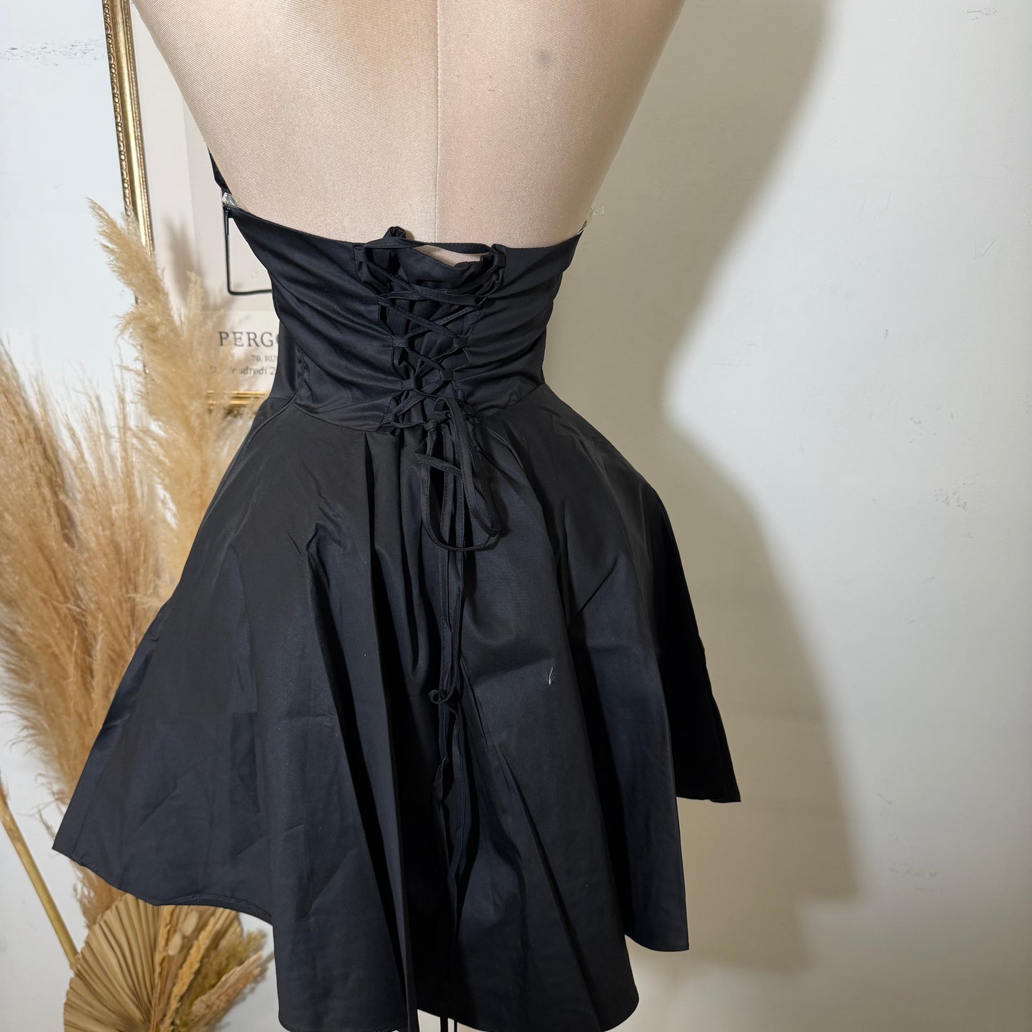 Angela Corset Halter Dress-Black