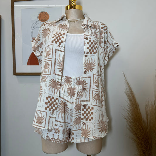 Cancun Short two piece set-Beige