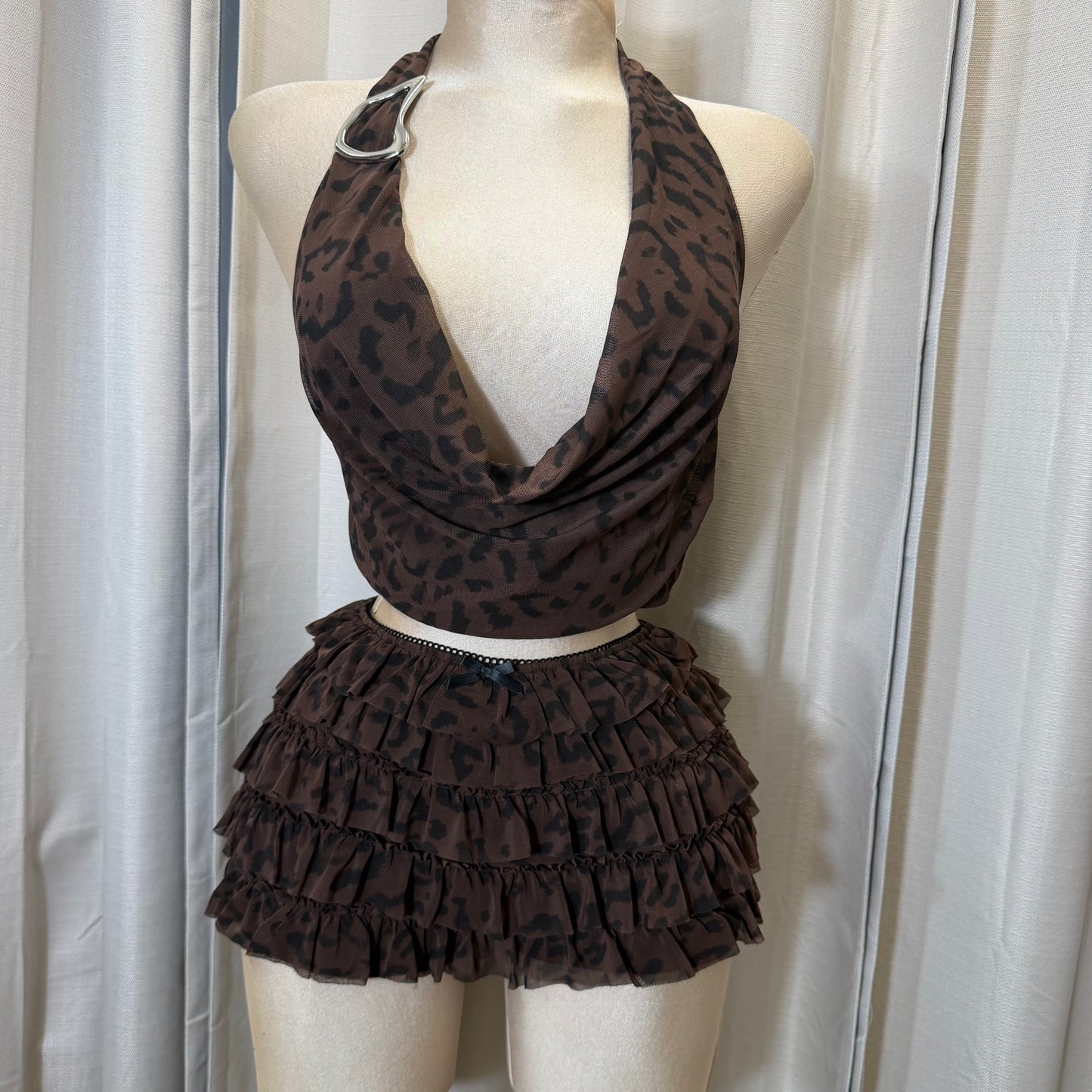 Halter Top And Short Set-Leopard