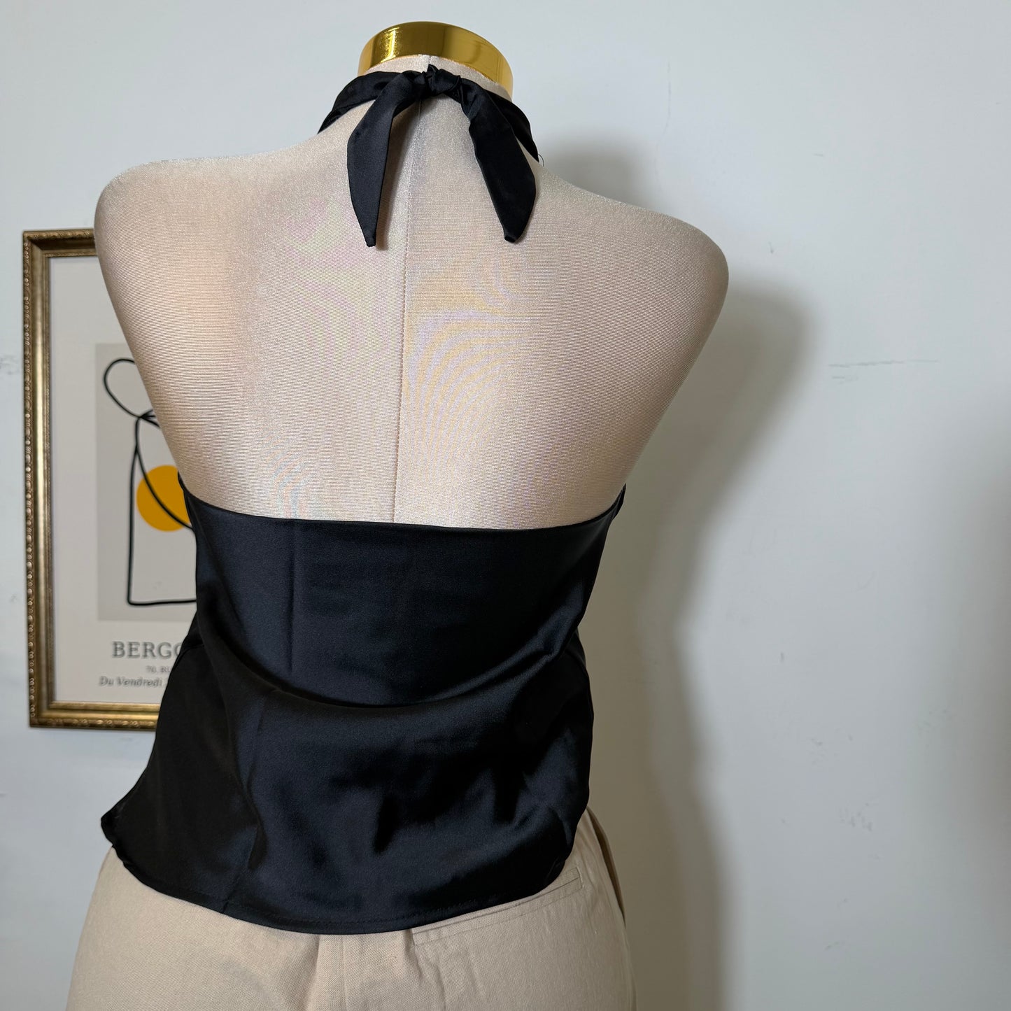 Satin Halter Top-Black