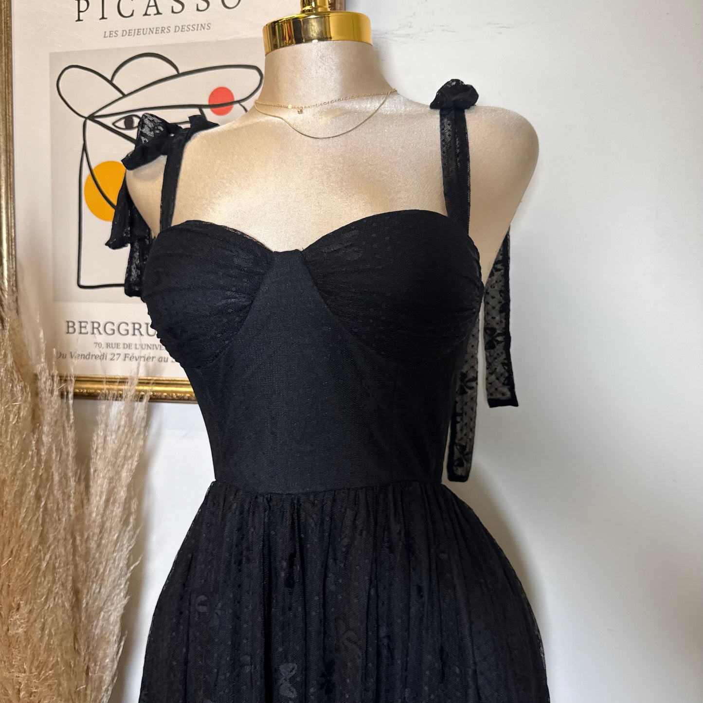 Bow Midi Dress-Black