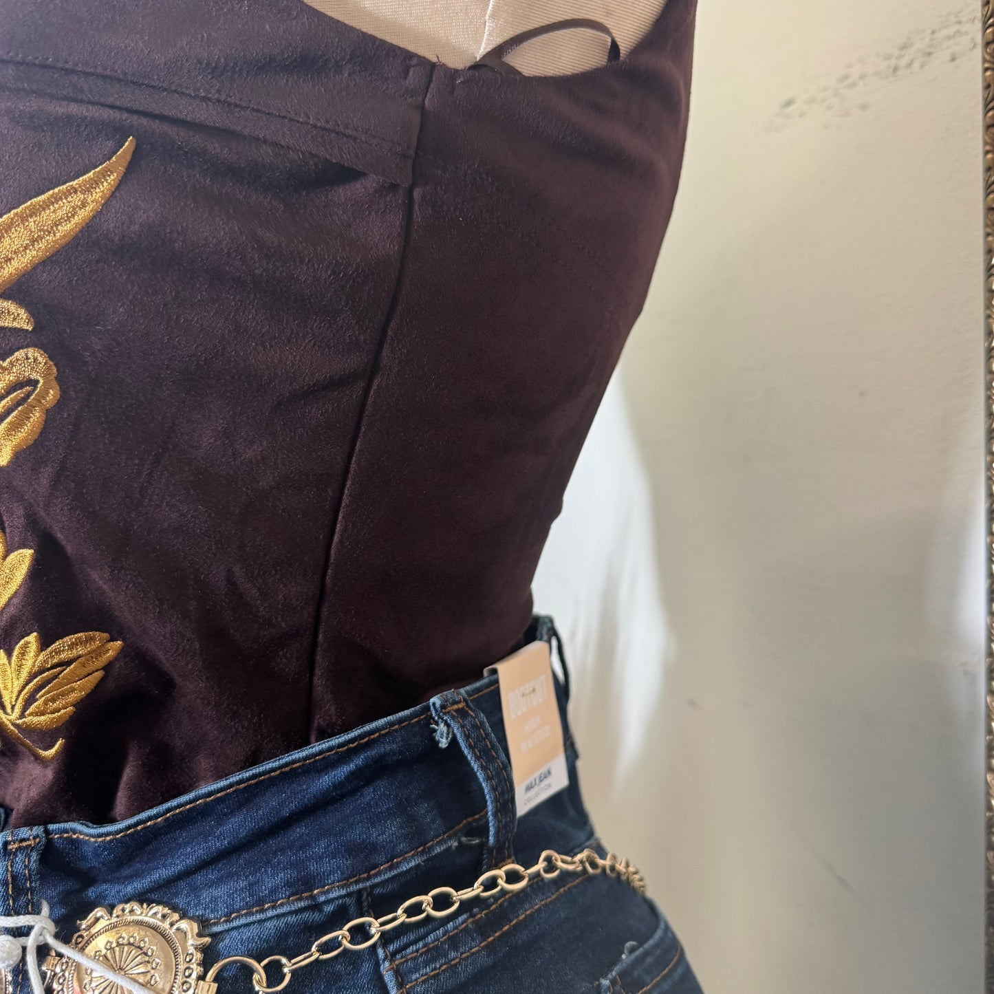 Western corset Top- Brown