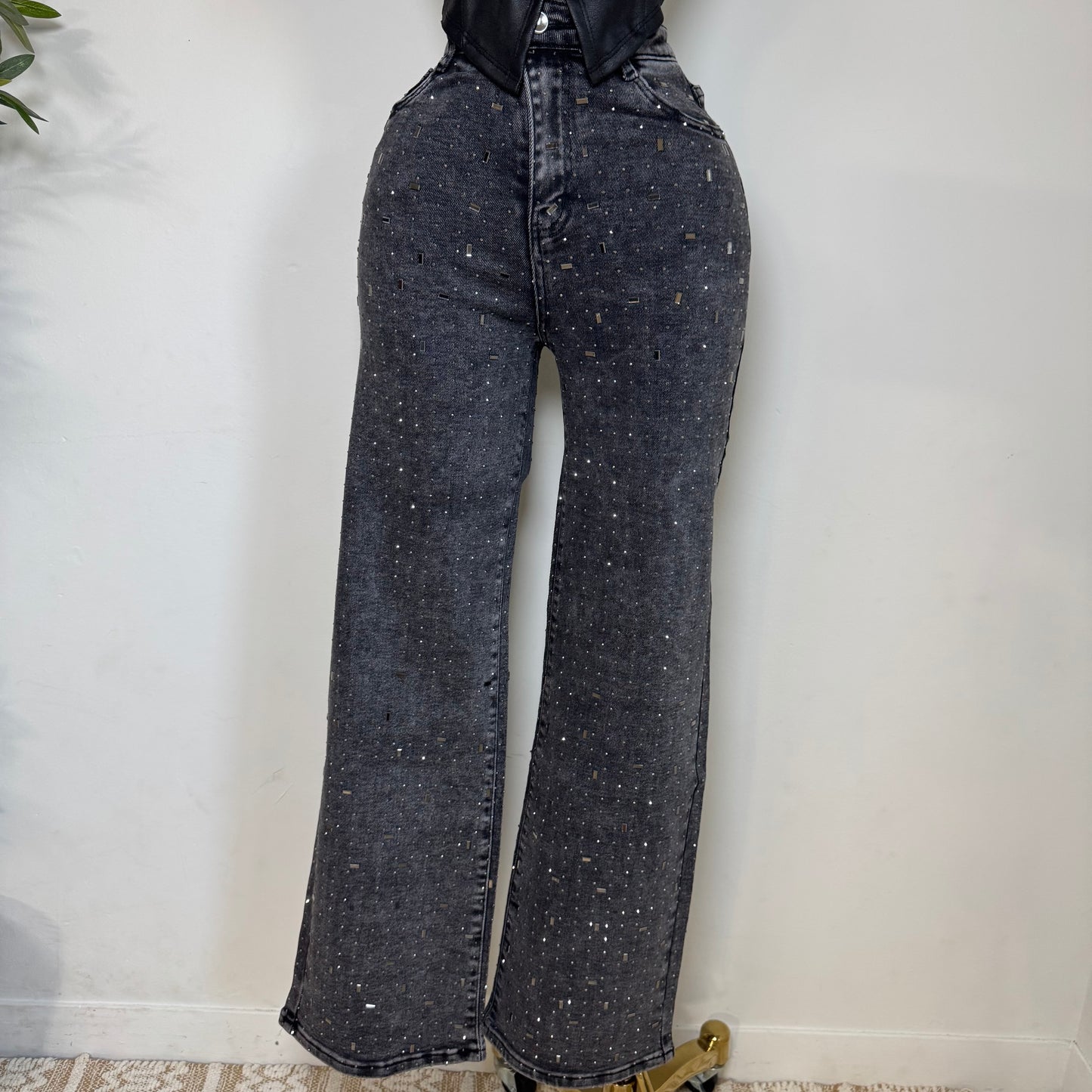Ximena Rhinestone Pants-Black