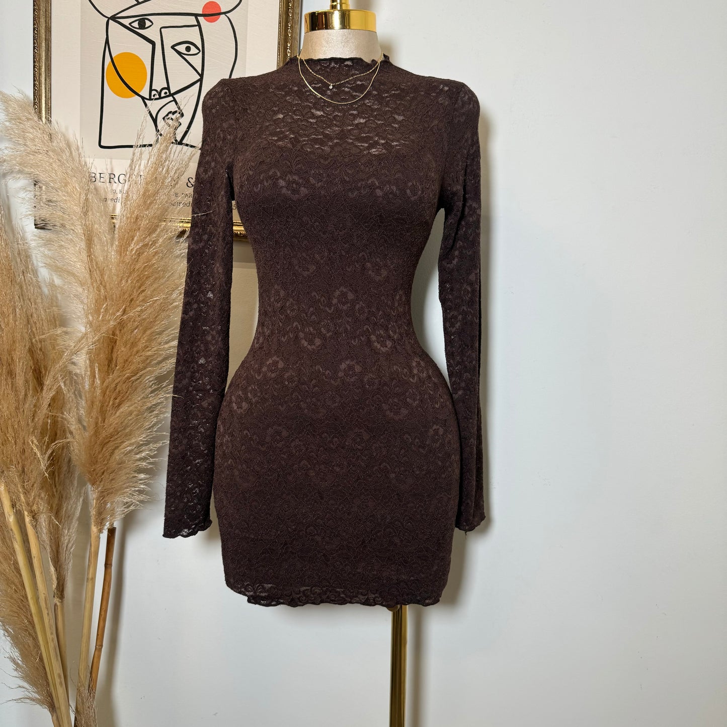 Rosie Lace Dress-Brown