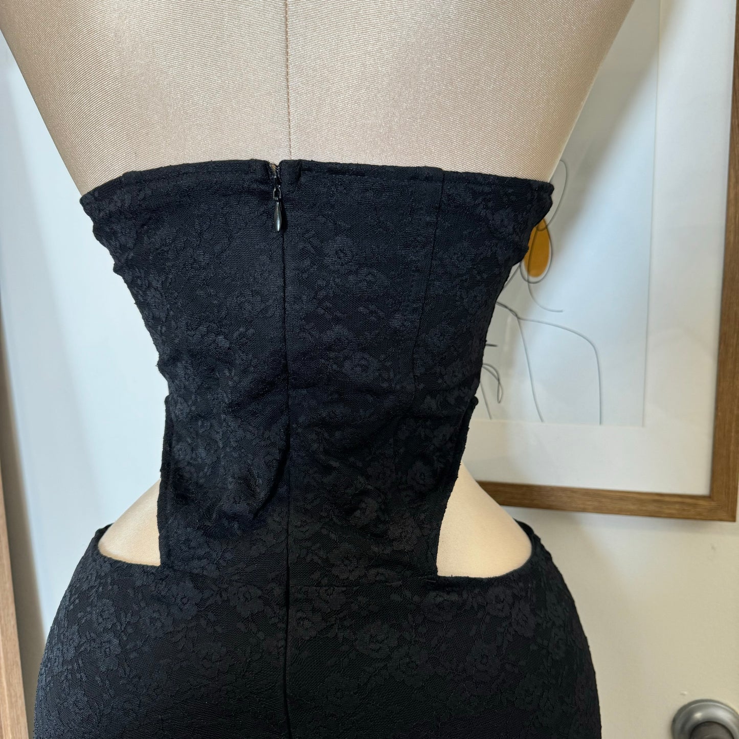 Luna Lace Corset Mini Dress-Black