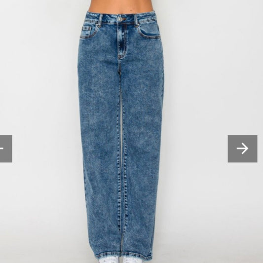 90377 Snow Wash Straight Jean-Dark Blue