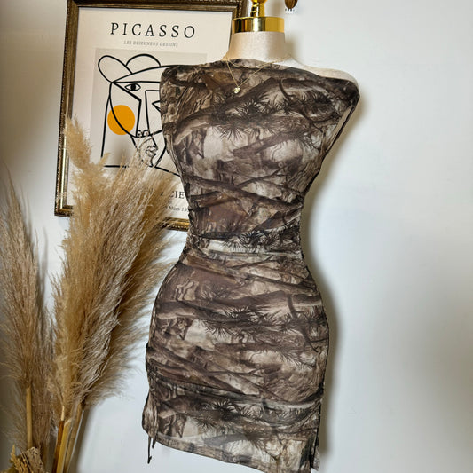 Camo Asymetric Mini Dress-Camo1